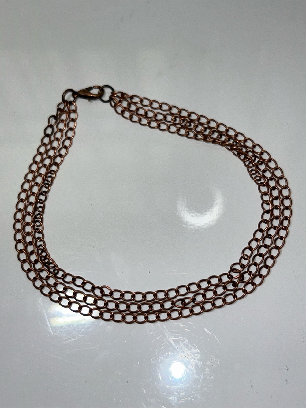 Artisan Handmade New Solid Copper Three Strand 10” Anklet